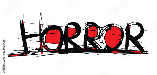 Horror Word in Red and Black Vector