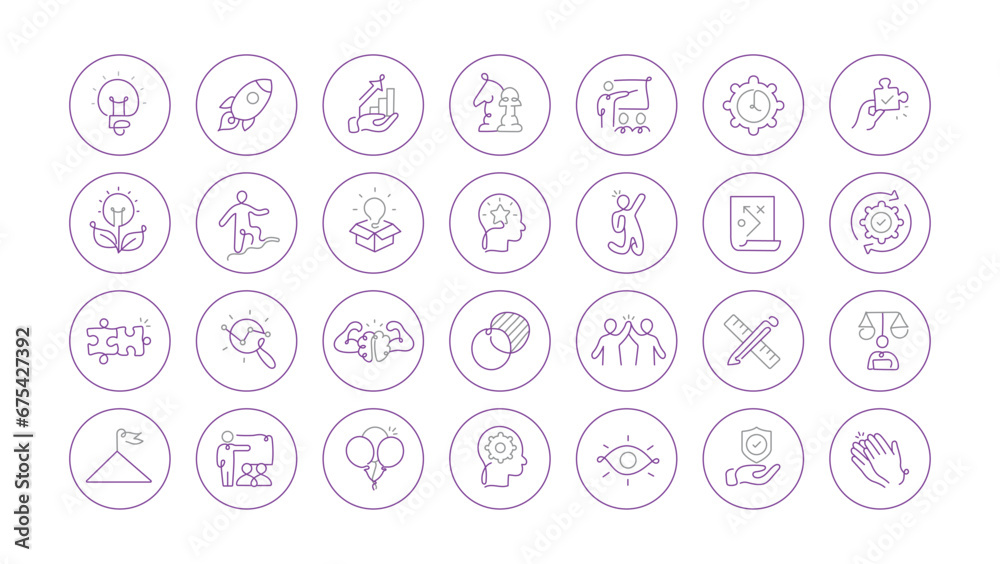 Innovative Team Management Icons. Editable Stroke Vector Icons. This icon set represents creative business solutions for innovative team management. Innovative Team Management Icons. Editable Stroke Vector Icons. This icon set represents creative business solutions for innovative team management.