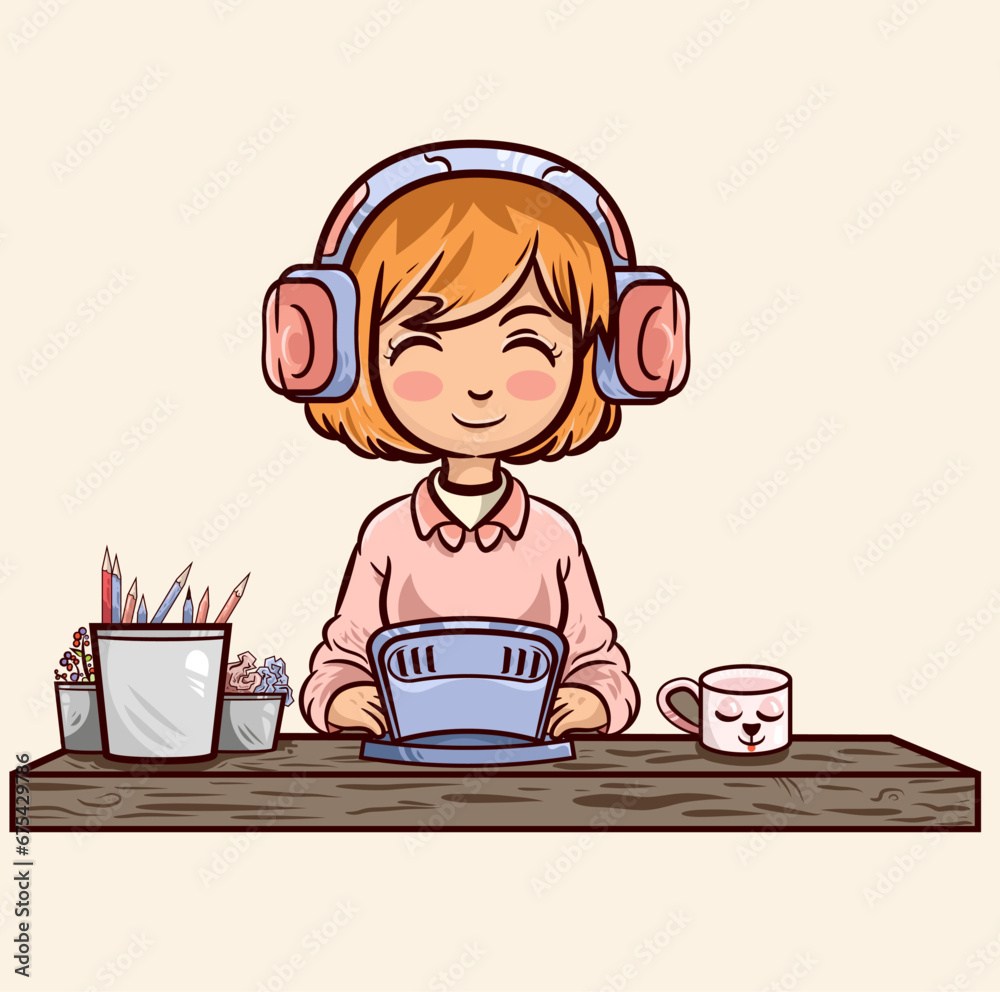 Cute entrepreneur working in her home office Cute entrepreneur working in her home office