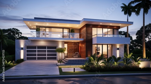 Front elevation of a new modern Australian style home © kashif 2158