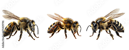 Set of Bee isolated on transparent background. Concept of animals.