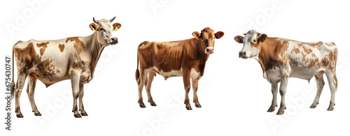 Set of cow isolated on transparent background. Concept of animals.