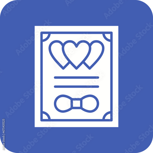 Wedding Certificate Line Color Icon