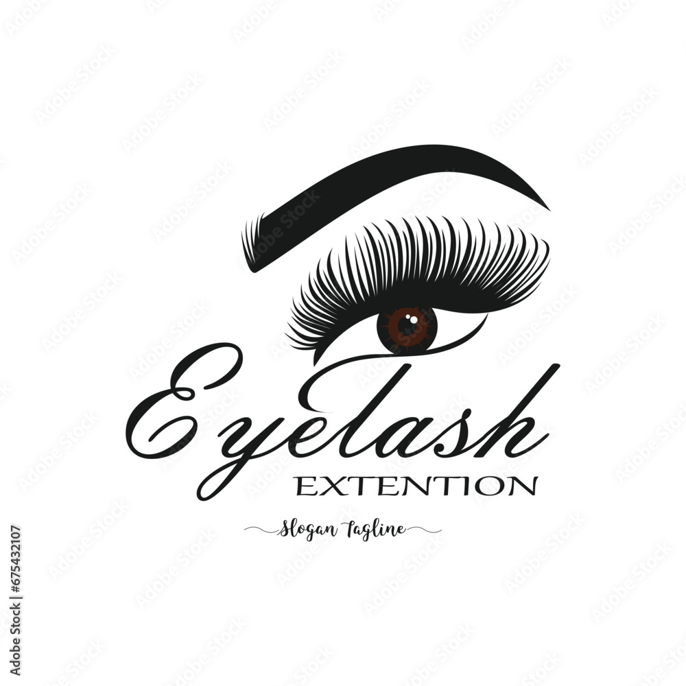 BEAUTY EYELASH EXTENTION LOGO WITH LETTER DESIGN BEAUTY EYELASH EXTENTION LOGO WITH LETTER DESIGN