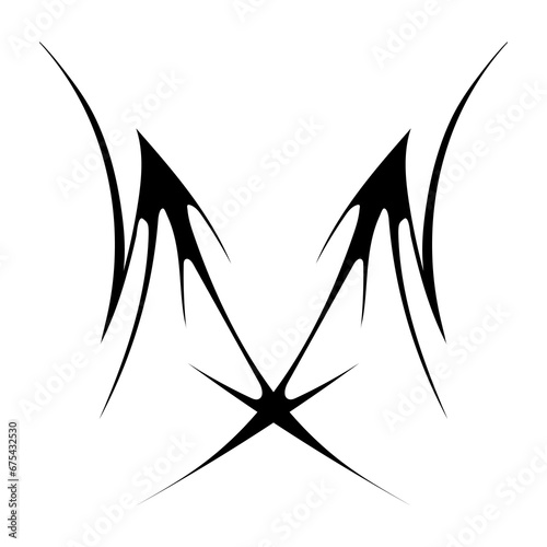 Cyber sigilism design. Neo tribal gothic style shape.