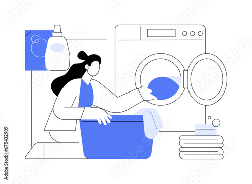 Loading washing machine isolated cartoon vector illustrations.