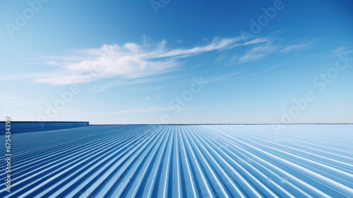 New roof metal sheet with blue sky.