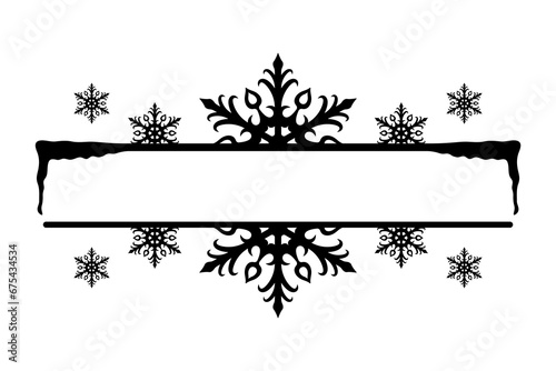 Christmas sign. Signboard. Banner, frame. Black silhouette. Horizontal front view. Vector simple flat graphic illustration. Isolated object on a white background. Isolate.
