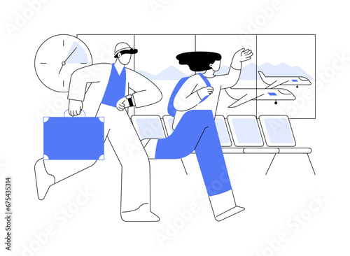Being late for the flight isolated cartoon vector illustrations.