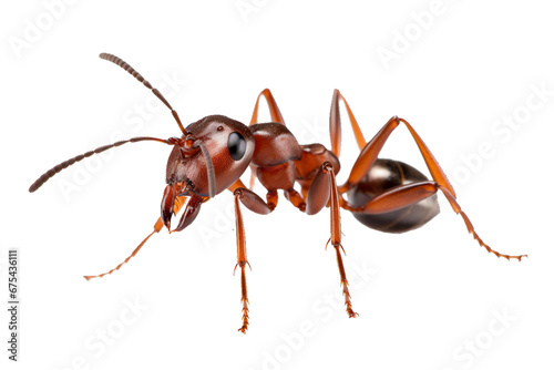 Generative AI image of a stunning Ant, front angle, front view, isolated on a completely white background, macro