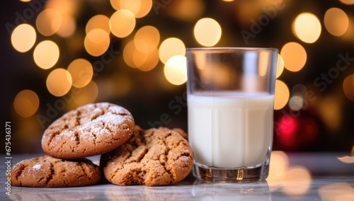 Christmas gingerbread cookies, cookies and milk for Santa