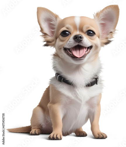 Chihuahua puppy sitting The puppy smiles and looks happy.