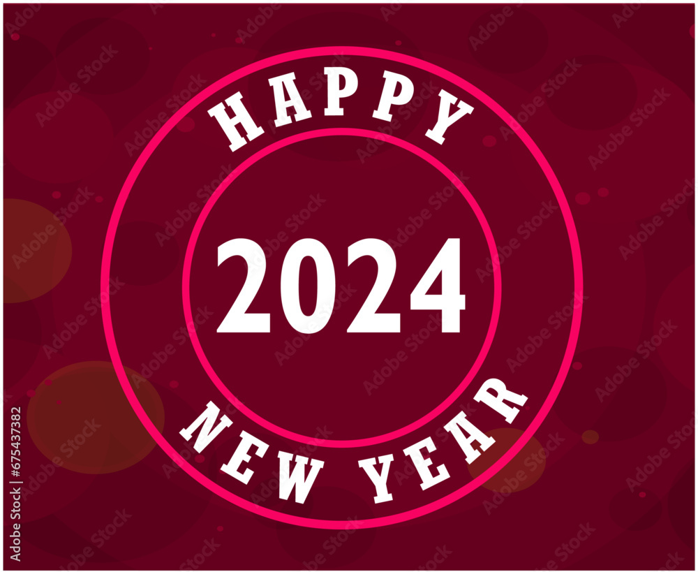 2024 Happy New Year Abstract Pink And White Design Holiday Vector Logo Symbol Illustration