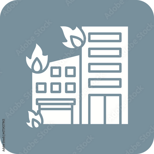 Building Fire Line Color Icon