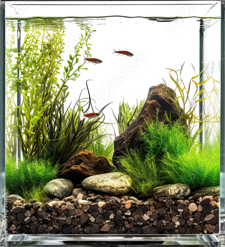 Empty realistic aquarium with fish full of pure water. Generative ai