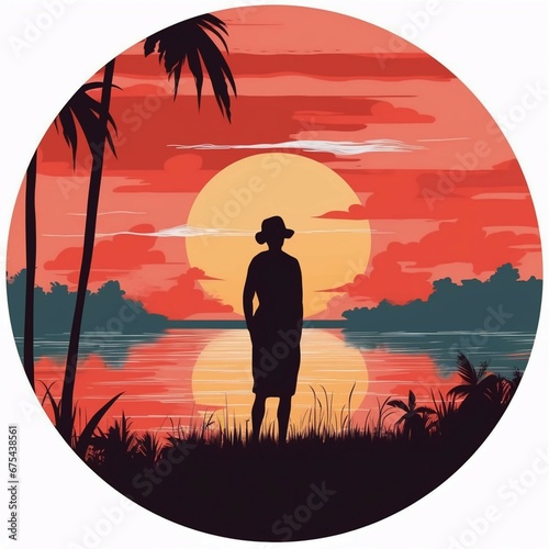 silhouette of a person watching a beautiful sunset