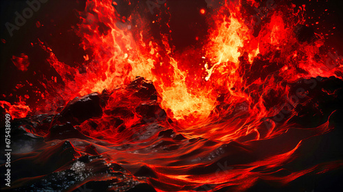 Spectacular image of an underwater volcanic eruption with bubbling lava,