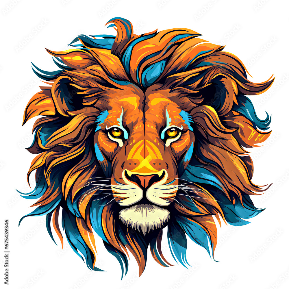 Lion head. illustration for t-shirt, poster or print.