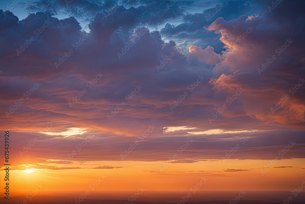 Obraz premium Spooky orange sky with clouds