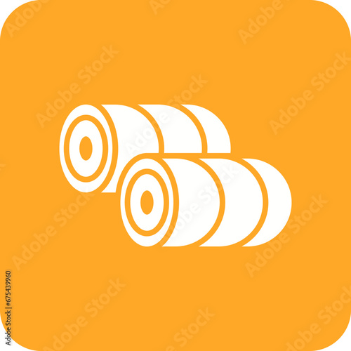 Hay Bale Line Color Icon