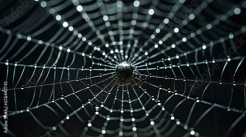 Intriguing image of the intricate structure of a spider web,