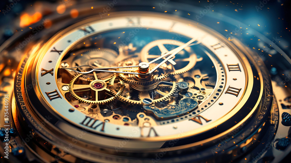 Elegant depiction of the flow of time represented by clockwork