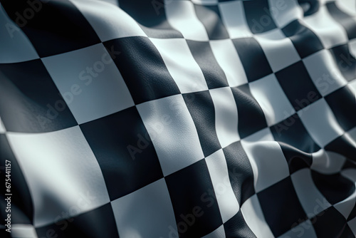 waving racing finish flag with checkered pattern texture in slow motion © HalilKorkmazer