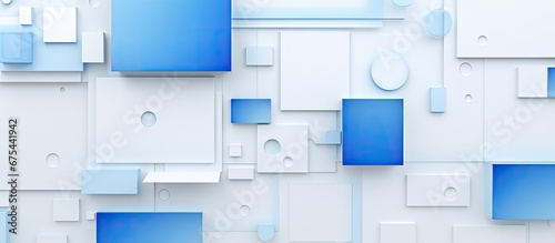 The abstract texture with a white and blue color palette is used as the background of the ai banner design featuring an icon and illustration in a frame portraying a concept related to flag