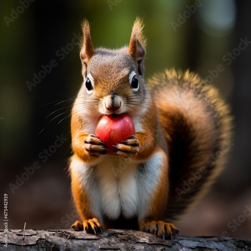 Red Squirre eating peanut. photo
