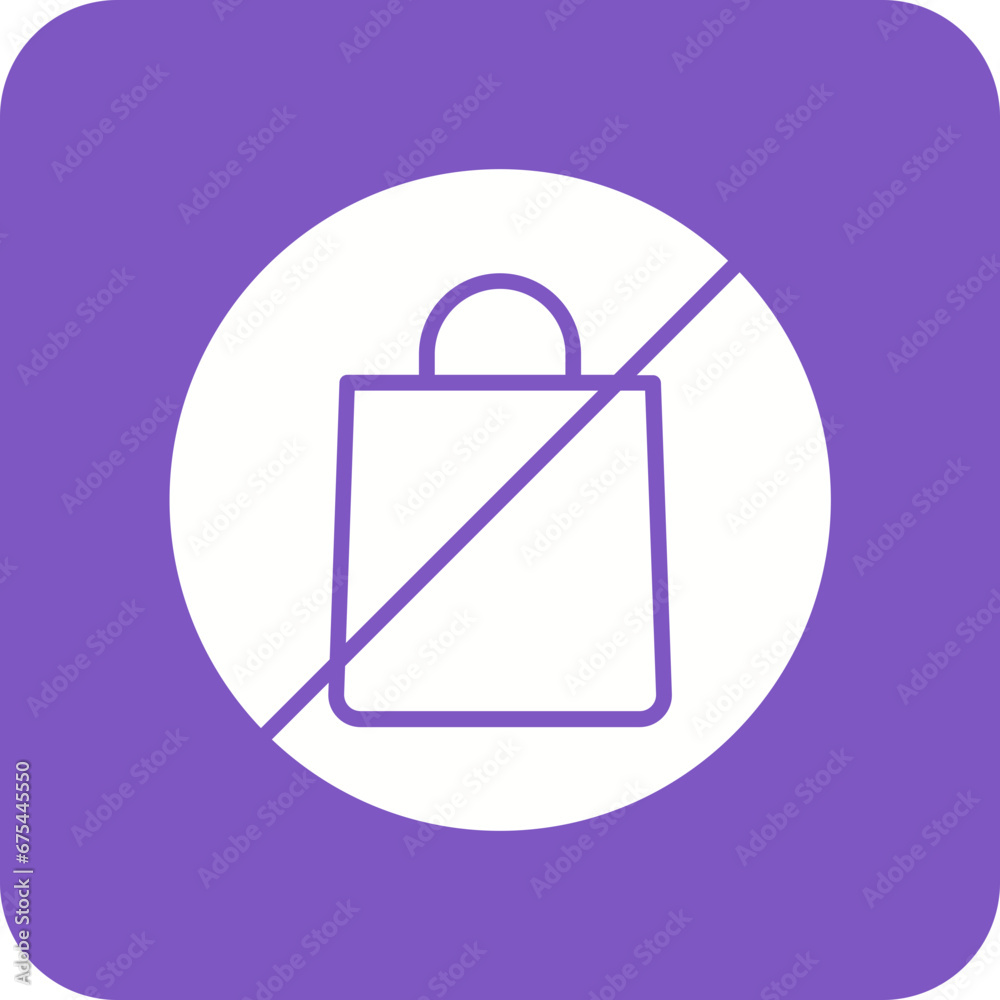 No Plastic Bags Line Color Icon