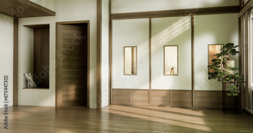 Empty wooden room  Cleaning room interior