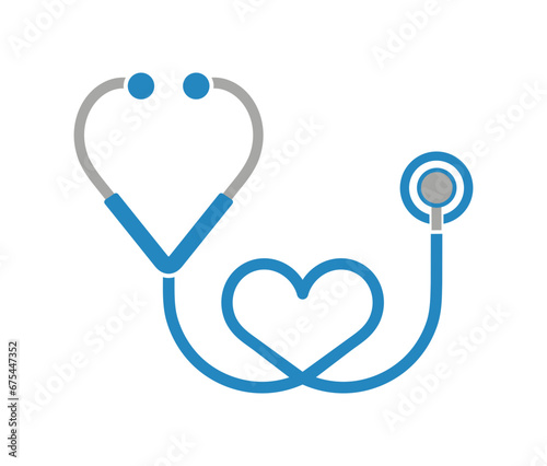Symbol zdrowia i medycyny, stetoskop i serce 
