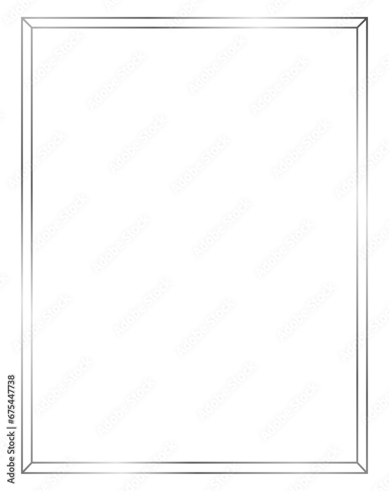 Silver metal frame isolated on white. Vector frame for text, certificate, pictures, diploma	