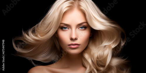  a beautiful blonde woman fashion model after salon hairdresser procedure © Enrique