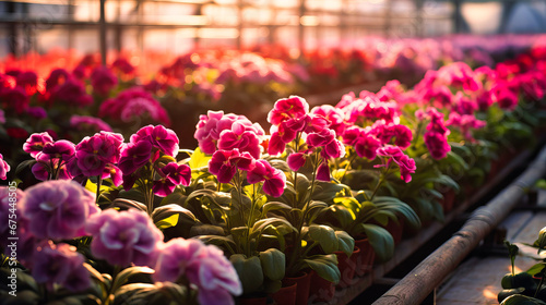 Aesthetic portrayal of flower farming, showcasing the beauty and variety in agriculture, photo