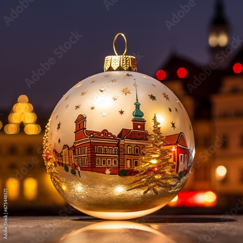 CHRISTMAS ornament, LIGHTINGS IN OLD TOWN, WARSAW, POLAND.