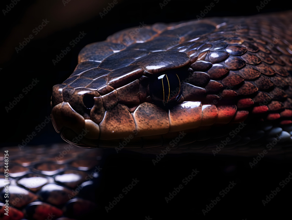 Fototapeta premium Telescopic Close Up of Snake, Generative AI