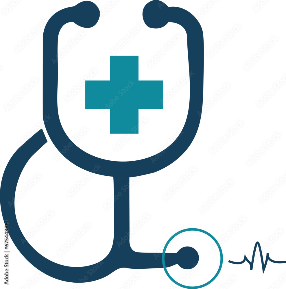 Icon of the stethoscope sign in flat design Vector artwork of a doctor in medicine on a white, isolated background The concept of a hospital business Icon of the stethoscope sign in flat design Vector artwork of a doctor in medicine on a white, isolated background The concept of a hospital business