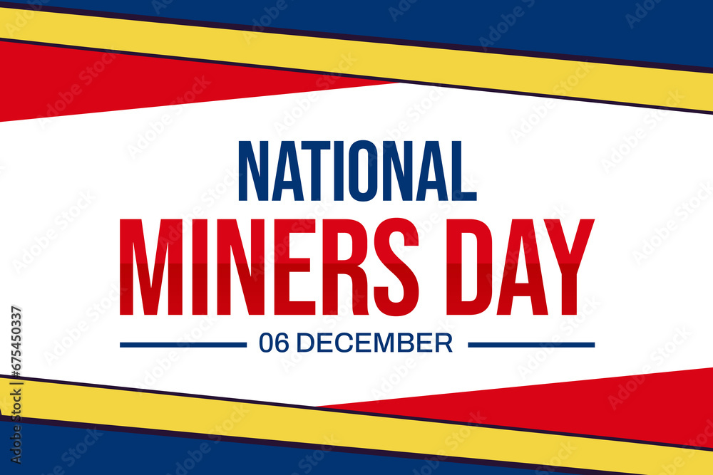 Fototapeta premium National Miners day banner in traditional border design with typography on the white background, poster style