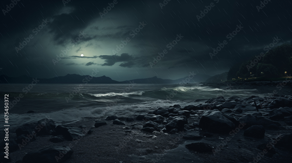 Rough Sea Landscape in Dark Tone Rough Sea Landscape in Dark Tone