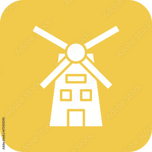 Wind Mill Line Color Icon