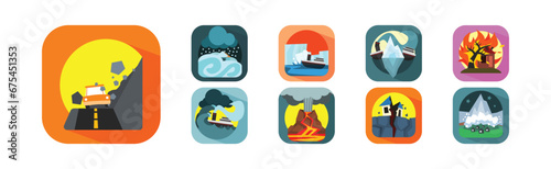 Natural Disaster and Hazard or Catastrophe Scene Vector Set