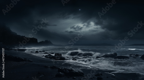 Rough Sea Landscape in Dark Tone