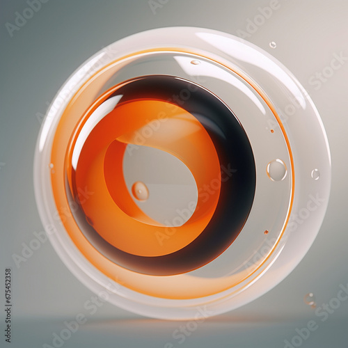 2d vector illstration of thought bubble, sphere, swirl in white gloss and deep orange