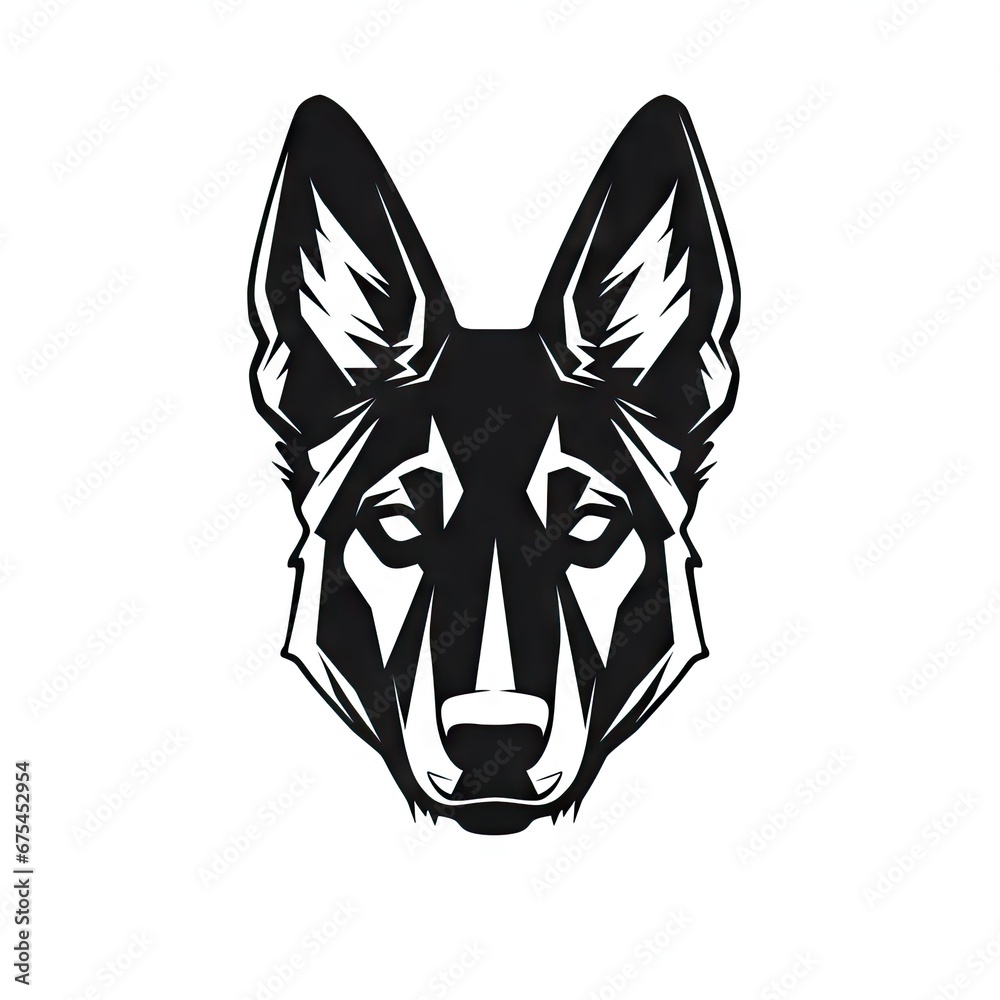German Shepherd Icon, Dog Black Silhouette, Puppy Pictogram, Pet Outline, German Shepherd Symbol