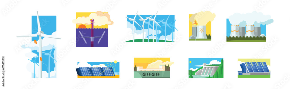 Natural Resources and Environment Power Generation Vector Set