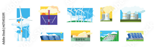 Natural Resources and Environment Power Generation Vector Set