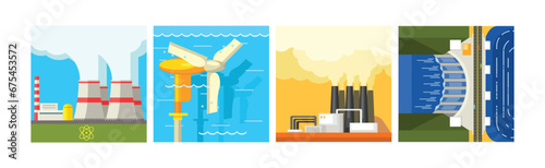 Natural Resources and Environment Power Generation Vector Set