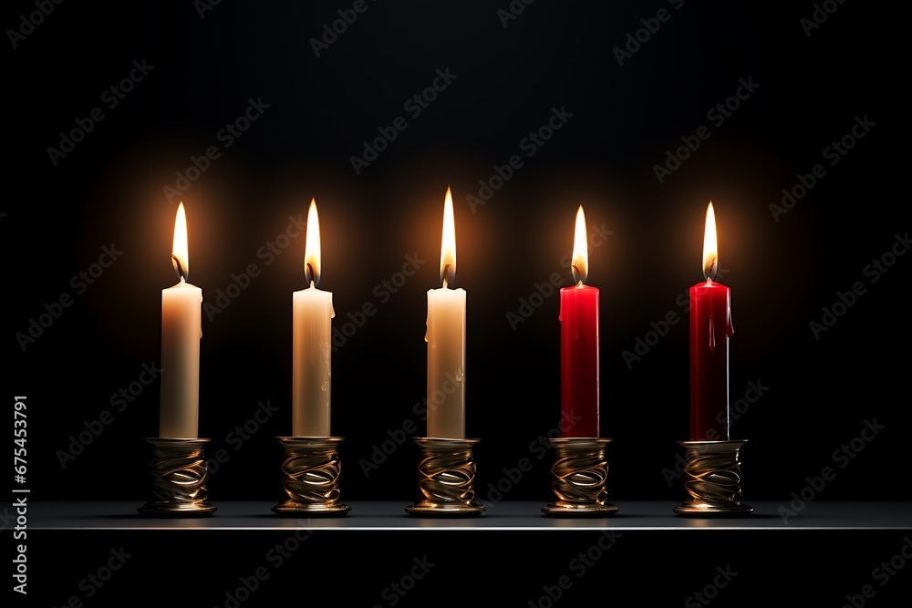 Candles on a black background. 3d rendering, 3d illustration. Candles on a black background. 3d rendering, 3d illustration.