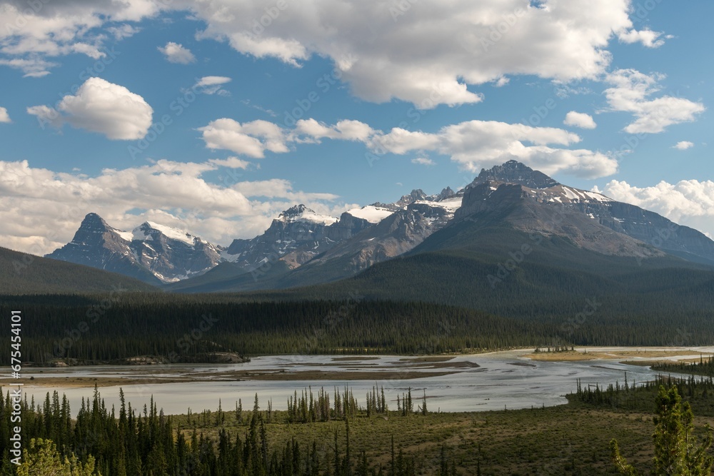 Saskatchewan river surrounded by mountains